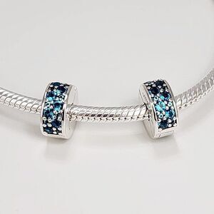 Pandora Green Blue Mosaic Clip Charms